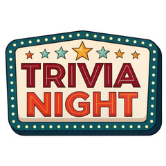 Retro Trivia Night Sign   Illustration Isolated on Transparent Background, Game, Party, Trivia, Night, Sign