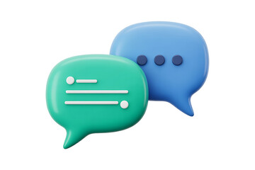 Fototapeta premium Two chat bubbles isolated on white background