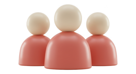 Three abstract figures with round heads isolated on transparent background