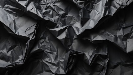 Fototapeta premium Crumpled black paper with wrinkles and texture.