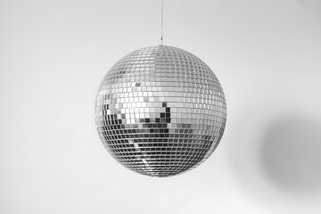 Fototapeta premium A disco ball hanging in front of a white wall