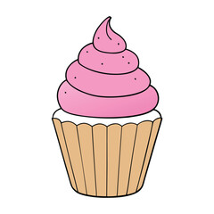 A delightful cupcake topped with fluffy pink cream, perfect for sweet cravings, celebrations, or a charming treat that’s as cute as it is delicious.
