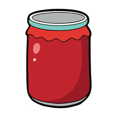 A clear glass jar filled with vibrant, homemade jam, showcasing its rich color and texture, perfect for spreading on toast or adding a sweet touch to desserts.
