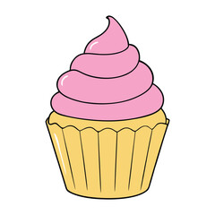 A zesty lemon cupcake topped with fluffy pink cream, perfect for a sweet and tangy treat that delights the eyes and taste buds in every bite.
