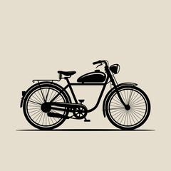 Fototapeta premium Vintage Motorcycle Silhouette: A timeless, stylish silhouette of a vintage motorcycle against a neutral backdrop. Evoking a sense of nostalgia, adventure, and classic design.