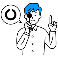 視力検査をする若い男性