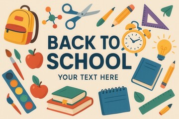 Back to School Illustration with Supplies and Text Space