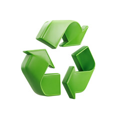 A green recycle symbol on a isolated on transparent background