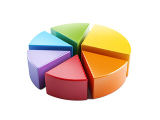 Obraz premium A colorful pie chart with six slices on a isolated on transparent background