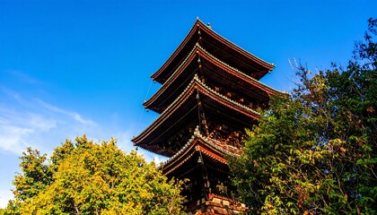 Fototapeta premium Pagoda with vibrant autumn colors