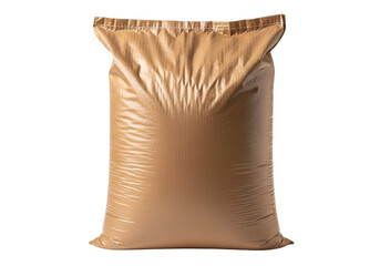 Plain beige vacuum-sealed plastic bag isolated on black background for packaging storage and
