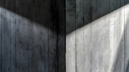 A close-up of a concrete wall reveals raw texture and architectural detail under natural side lighting.