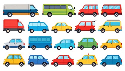 Colorful variety of vehicles