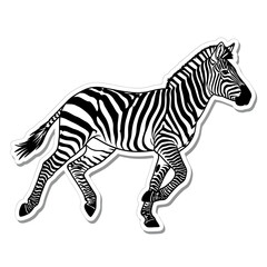Line Art Zebra Sticker - Classic Monochrome Black and White