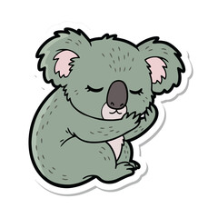 Obraz premium Comic Book Koala Sticker - Desaturated Eucalyptus Green