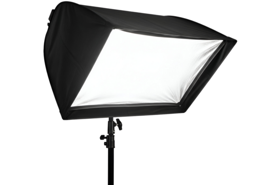 professional studio softbox lighting setup for photography in dark background