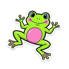 Obraz premium Childlike Frog Sticker - Candy Pop Color Illustration