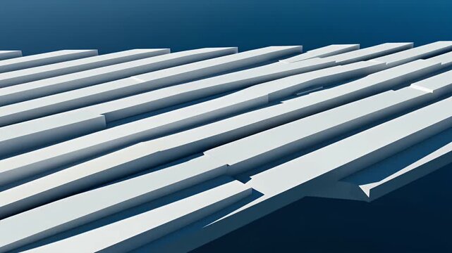 Abstract White Rectangular Pattern on Dark Blue Background Emphasizing Straight Geometric Lines for Modern Architecture and Design