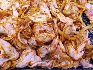 fresh shrimp in a market