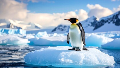 Fototapeta premium King Penguin Antarctica Iceberg.
