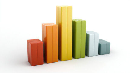 Bar Graph, A minimalist 3D bar graph where one bar is highlighted or colored differently, representing a tax bracket. Isolated on a white background. 3d illustration.