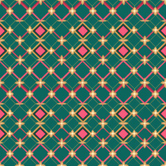 Geometric diamond lattice seamless pattern with stars
