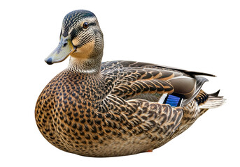 Realistic and detailed mallard duck with natural plumage on a black background for wildlife and