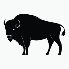 Bison Silhouette Black Vector Wild Animal Outline Illustration