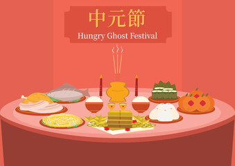 Vector Chinese Ghost Festival Background and Template Design.