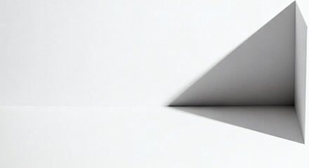 Minimalist White Corner with Copy Space and Dramatic Shadow, Abstract Architecture Background