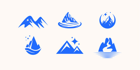 Set Mountain peak logo with reflection in the water