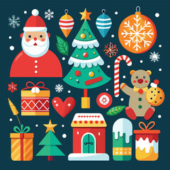 Fototapeta premium Pixel Art Christmas: Festive Icons & Elements for Holiday Designs