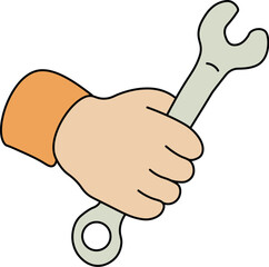 Hand Holding Wrench Flat Vector Illustration