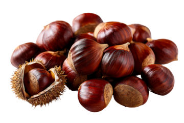 Fresh chestnuts on clear background