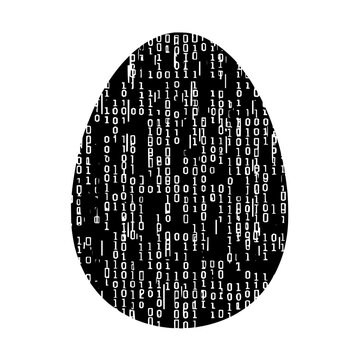 Vector art of easter egg filled with binary code  a digital representation of technology, data, and programming, perfect for spring holiday and computer science themes