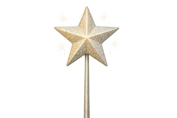 Golden magic wand with star shaped tip sparkling on transparent background, perfect for fantasy and fairytale projects