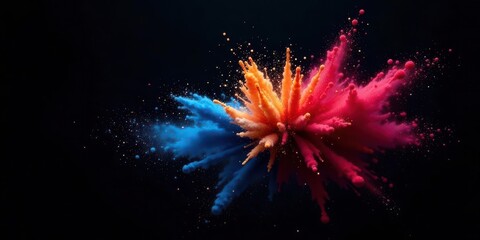 Fototapeta premium Vibrant Color Explosion A Dynamic Burst of Hues Against a Dark Background