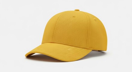 Fototapeta premium Yellow Baseball Cap on White Background Casual Fashion Accessory