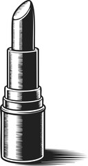 Obraz premium Lipstick, cosmetic tube, beauty tool, makeup essential in vintage engraved style for art and design