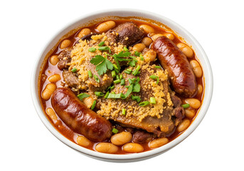 Savory traditional Nigerian okra soup with smoked fish and sausages served in a bowl