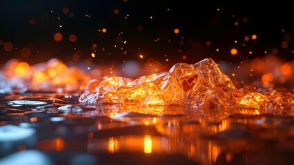 Orange Blue Wave Light Abstract Art Picture