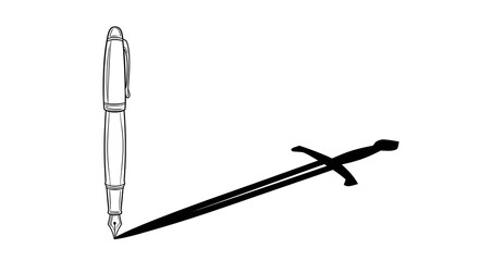 Elegant Fountain Pen Creating Shadow on White Surface for Writing and Calligraphy