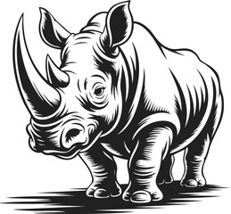 Fototapeta premium Rhinoceros, powerful herbivore, massive mammal, wildlife icon, symbol of strength, engaged in graceful movement