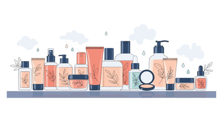 Elegant skincare products with botanical design, perfect for beauty, cosmetics, and wellness brands