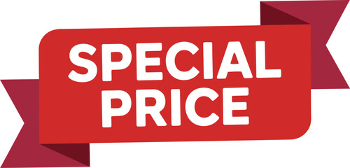 Special Price banner with bold white text on red ribbon background, ideal for discounts, ecommerce, and promotional campaigns