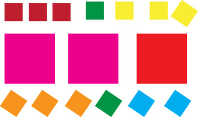 Colorful geometric squares arranged in a pattern isolated on white background