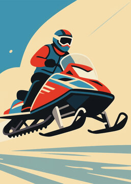 geometric modern snowmobile jump Illustrator Artwork design template poster