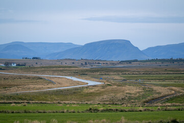 Obraz premium Icelandic roads, countryside, autumn landscape, Iceland