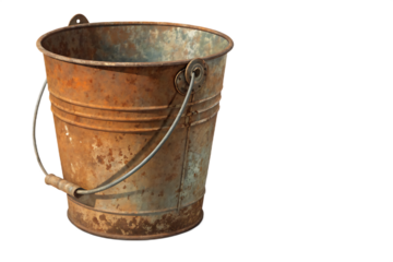 Vintage Rusty Bucket Isolated On White on AI generated by PNG