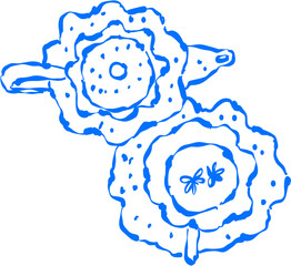 Hand-drawn sketch of a classic teapot and a teacup, ready for a warm and cozy tea time.